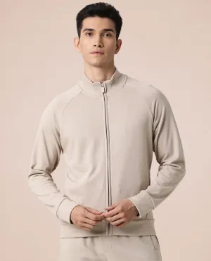 Rare Rabbit Articale Men's Azil Sand Beige High Neck Zip-Up Jacket