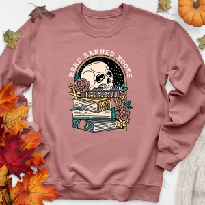 read banned books floral premium crewneck sweatshirt