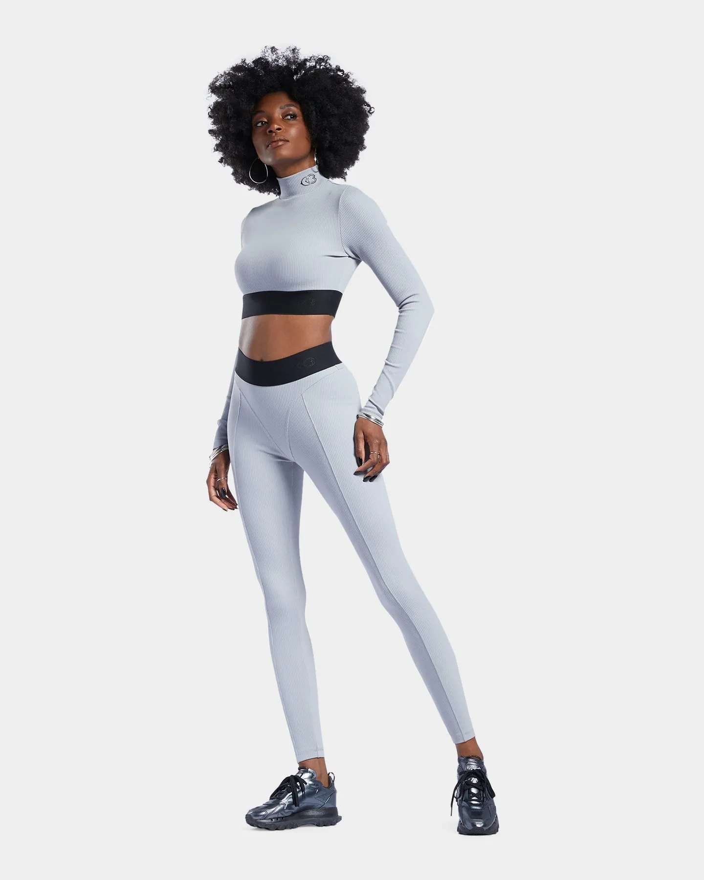 Reebok Women's Cardi B X Reebok Knit Top Grey