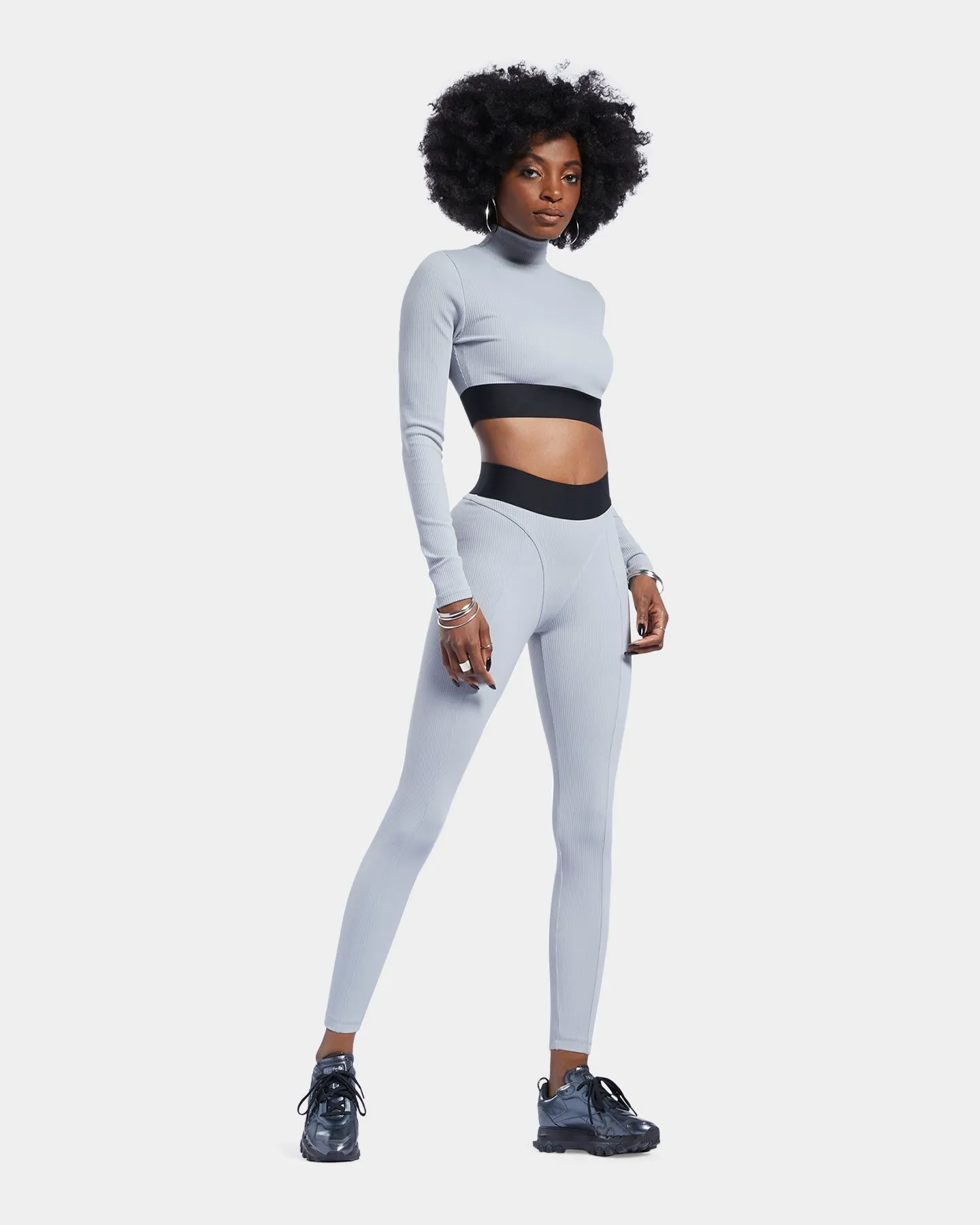 Reebok Women's Cardi B X Reebok Knit Top Grey