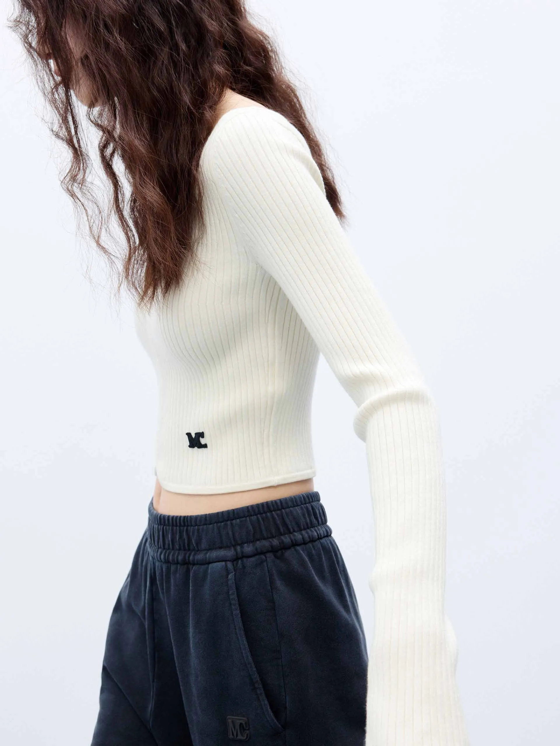 Ribbed Cropped Knit Top