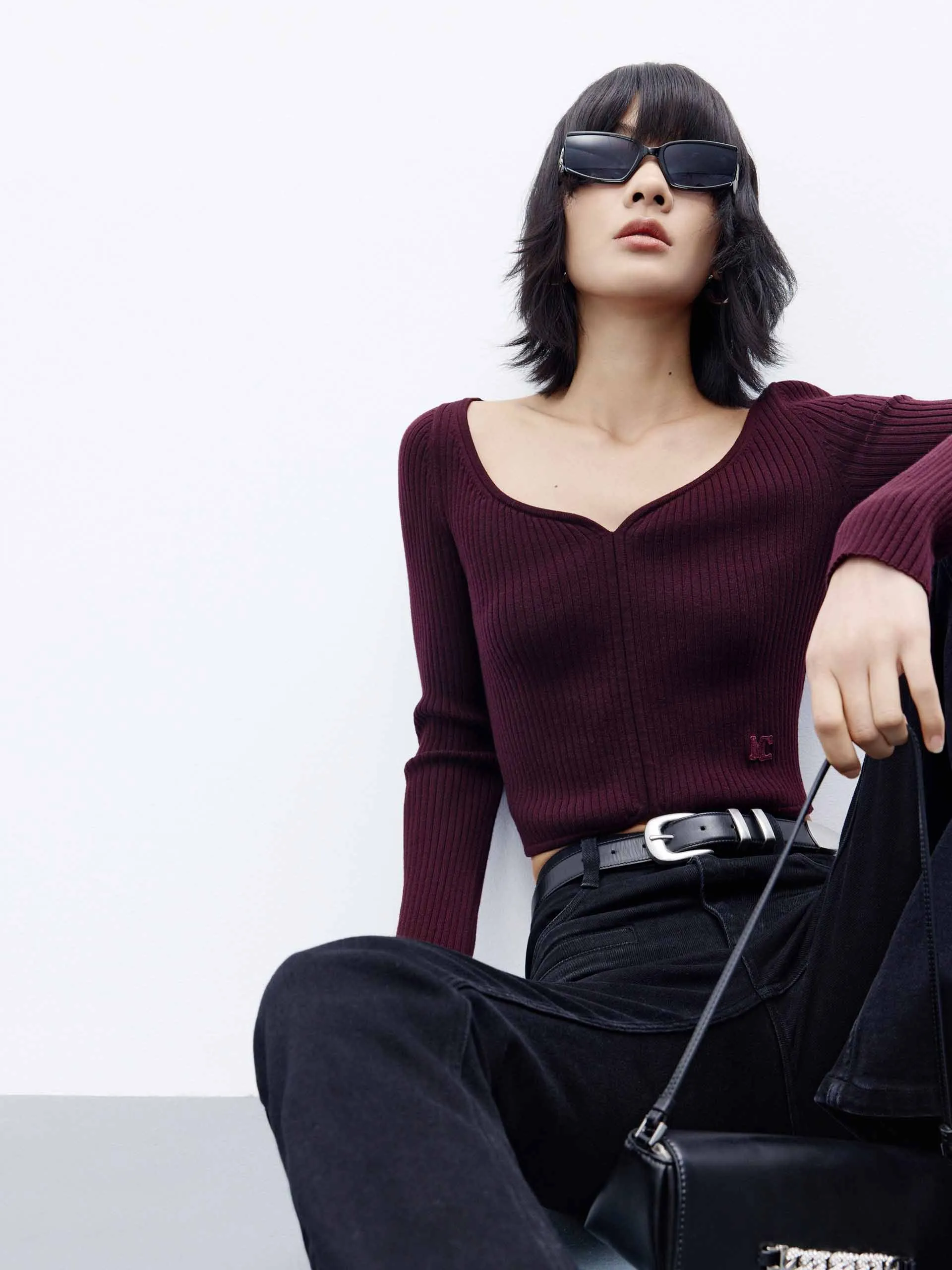 Ribbed Cropped Knit Top