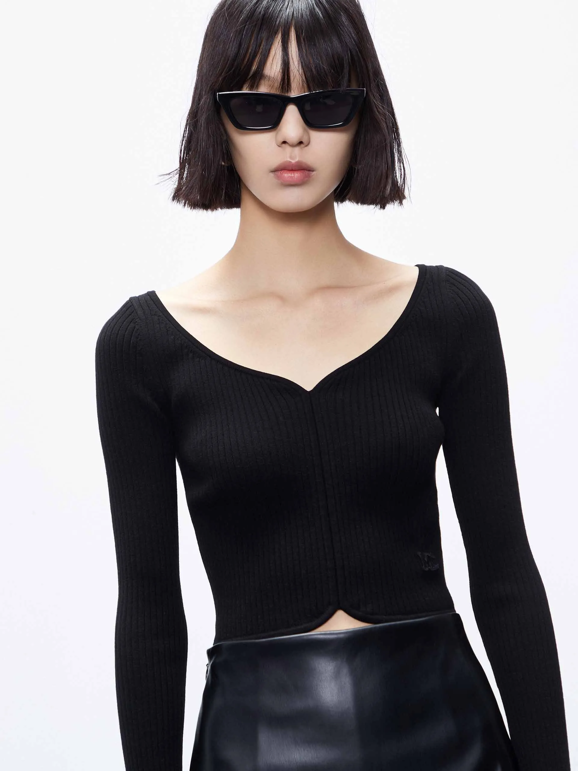 Ribbed Cropped Knit Top