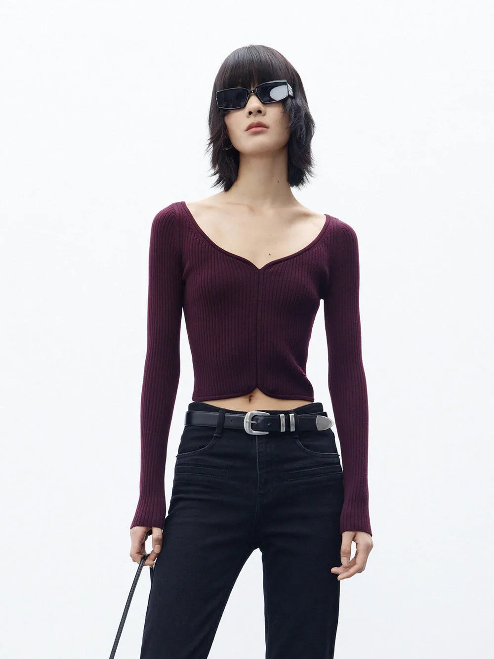 Ribbed Cropped Knit Top