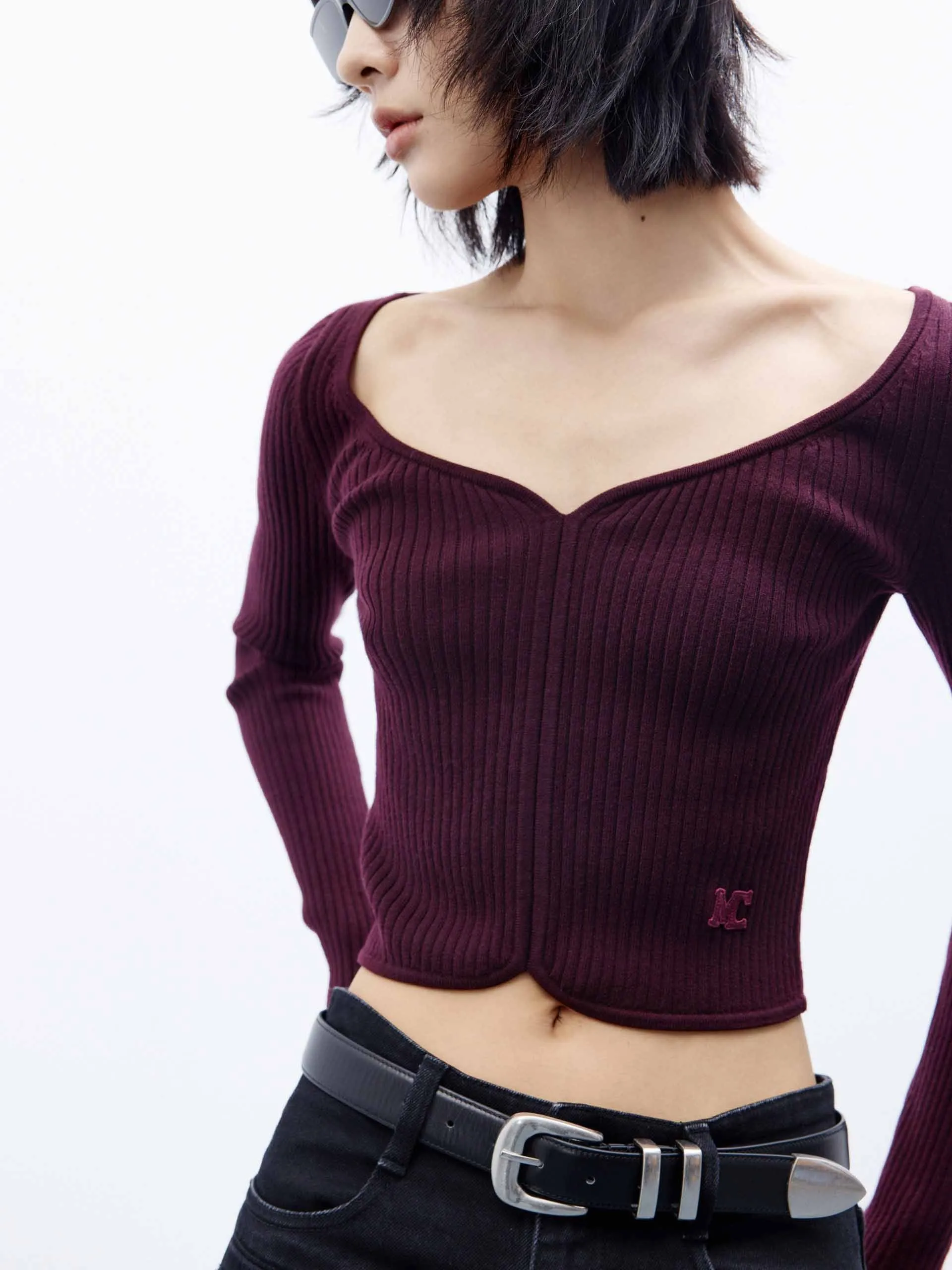 Ribbed Cropped Knit Top