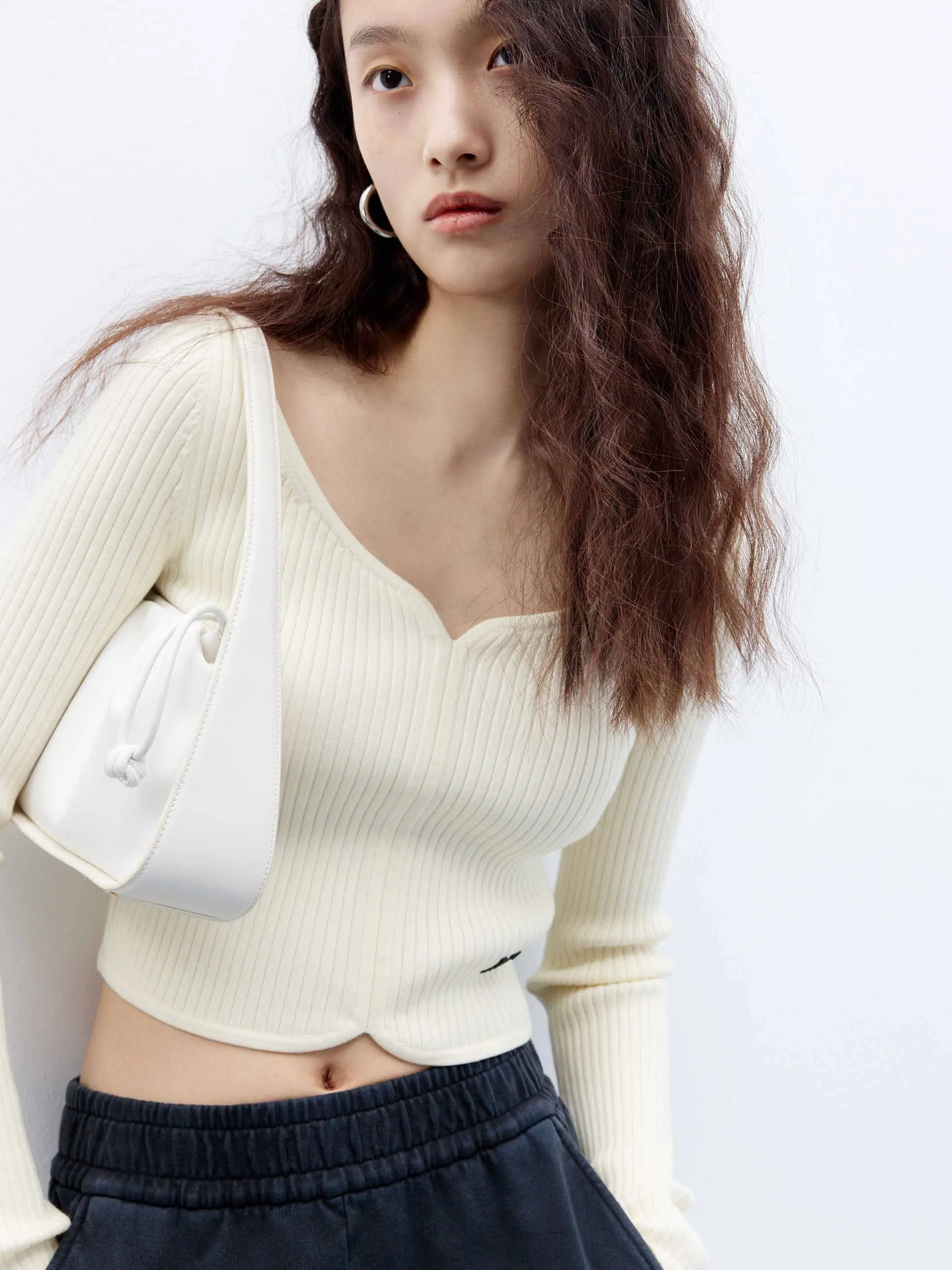 Ribbed Cropped Knit Top