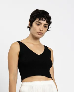 Ribbed Knit Crop Top in Black