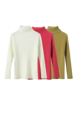 'Robin' High-Neck Long-Sleeve Pullover Sweater