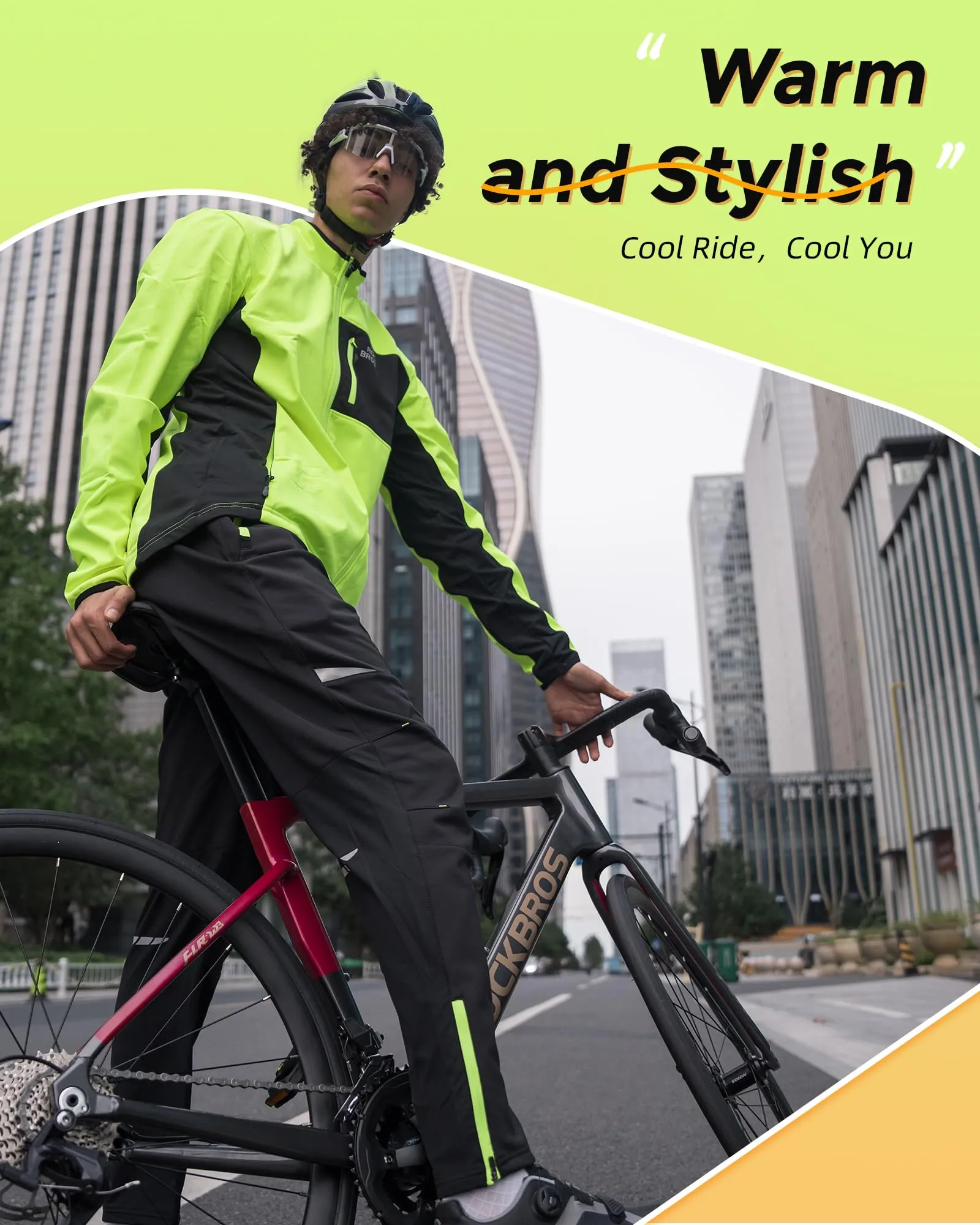 ROCKBROS Winter Thermal Tights Windproof Bike Cycling Pants for Running Outdoor Hiking Gear