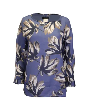 'S Max Mara Eleonor Floral Blouse in Blue Ramie