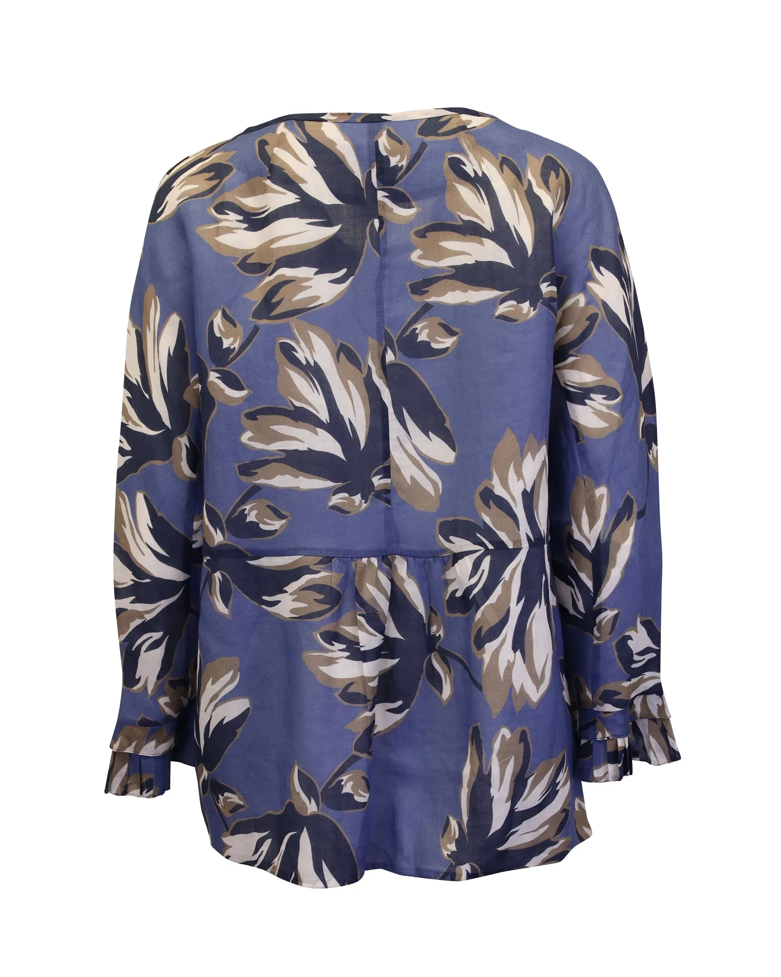 'S Max Mara Eleonor Floral Blouse in Blue Ramie