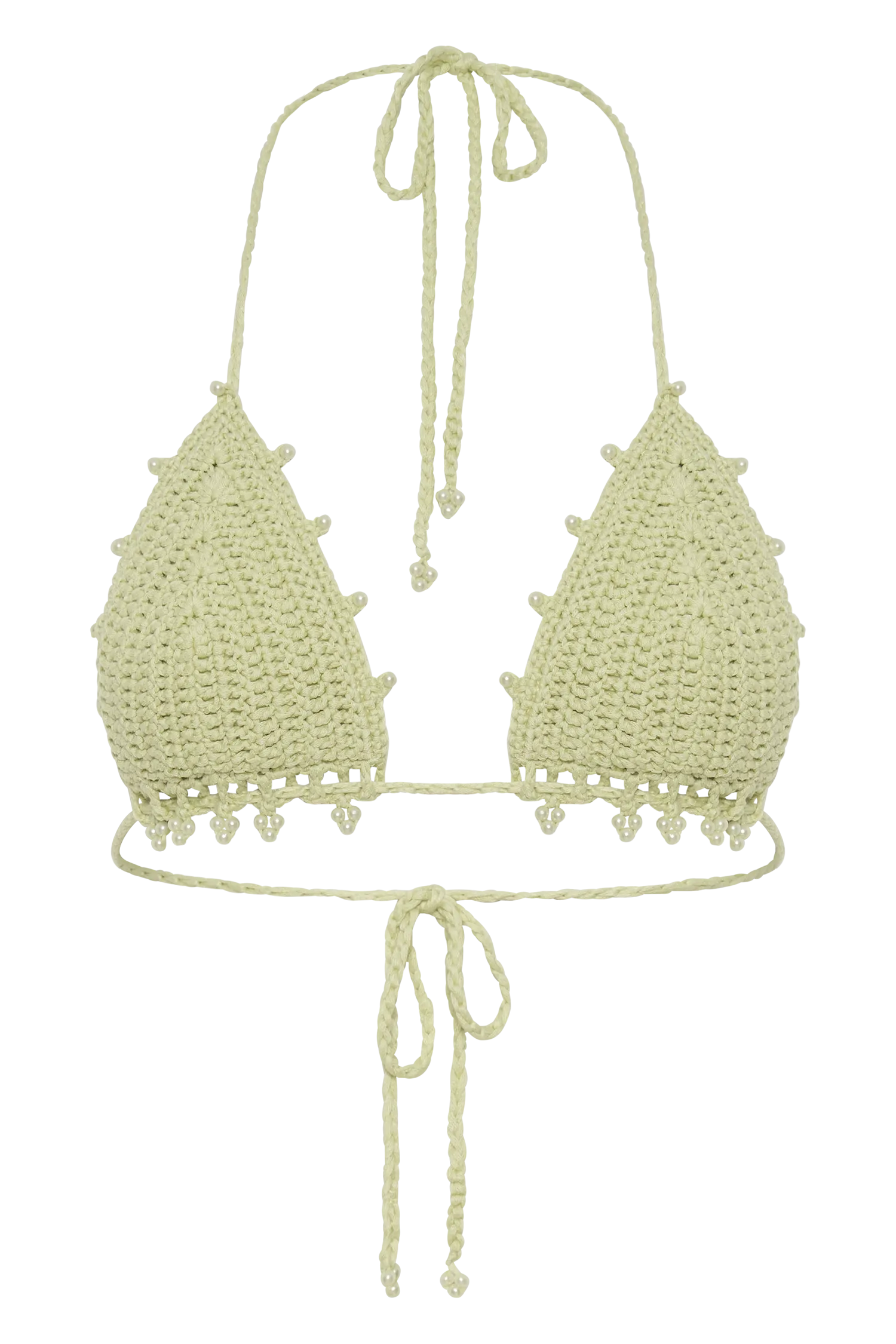 Sadie Pearl Knit Bikini Top - Seafoam Green