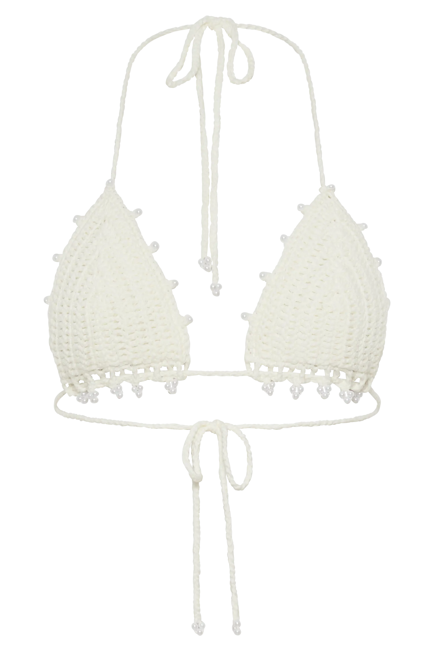 Sadie Pearl Knit Bikini Top - White