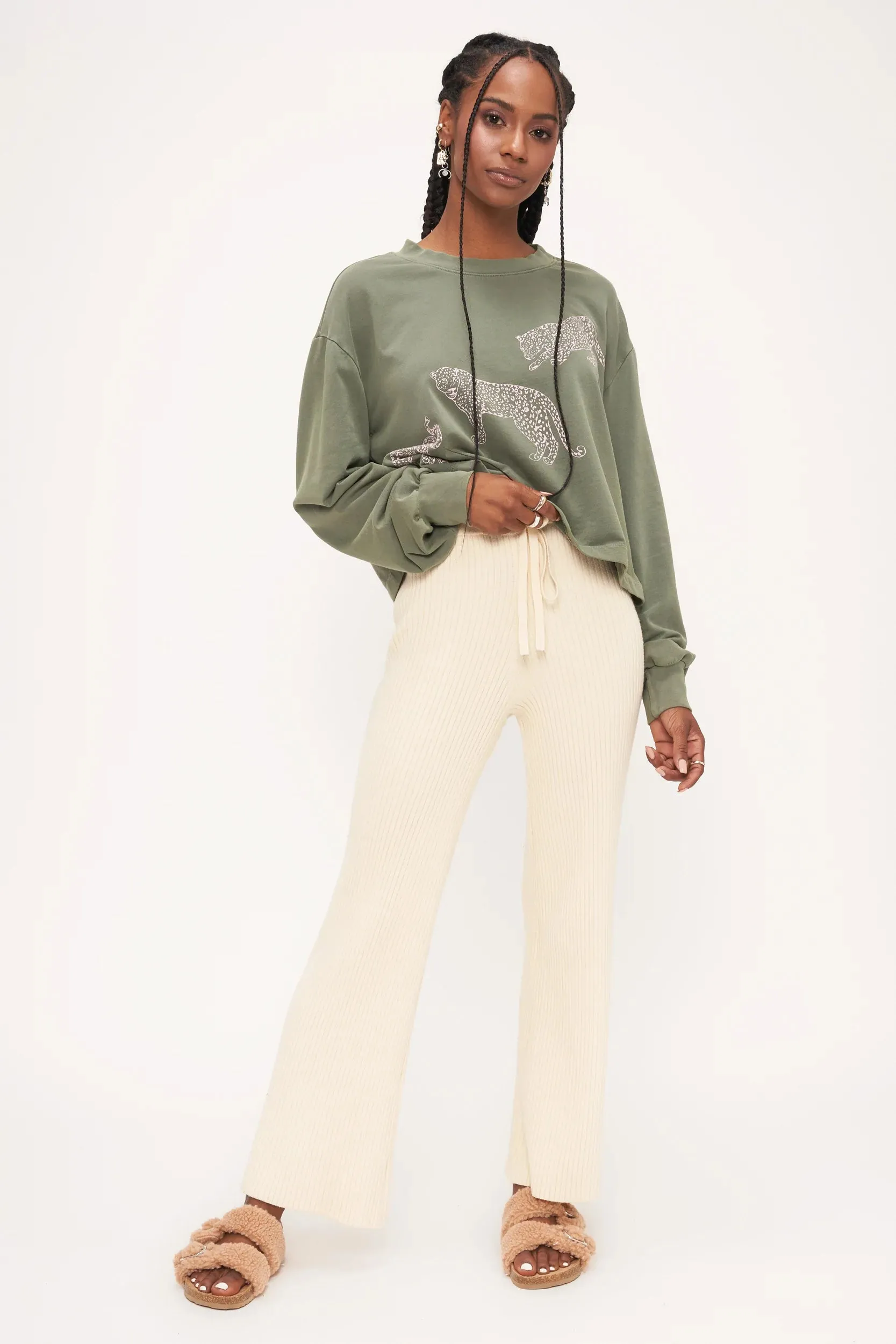 Sage Leopard Boxy Sweatshirt