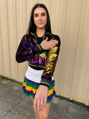 Sequin Jacket Purple, Green, and Gold Cropped Adult Classic