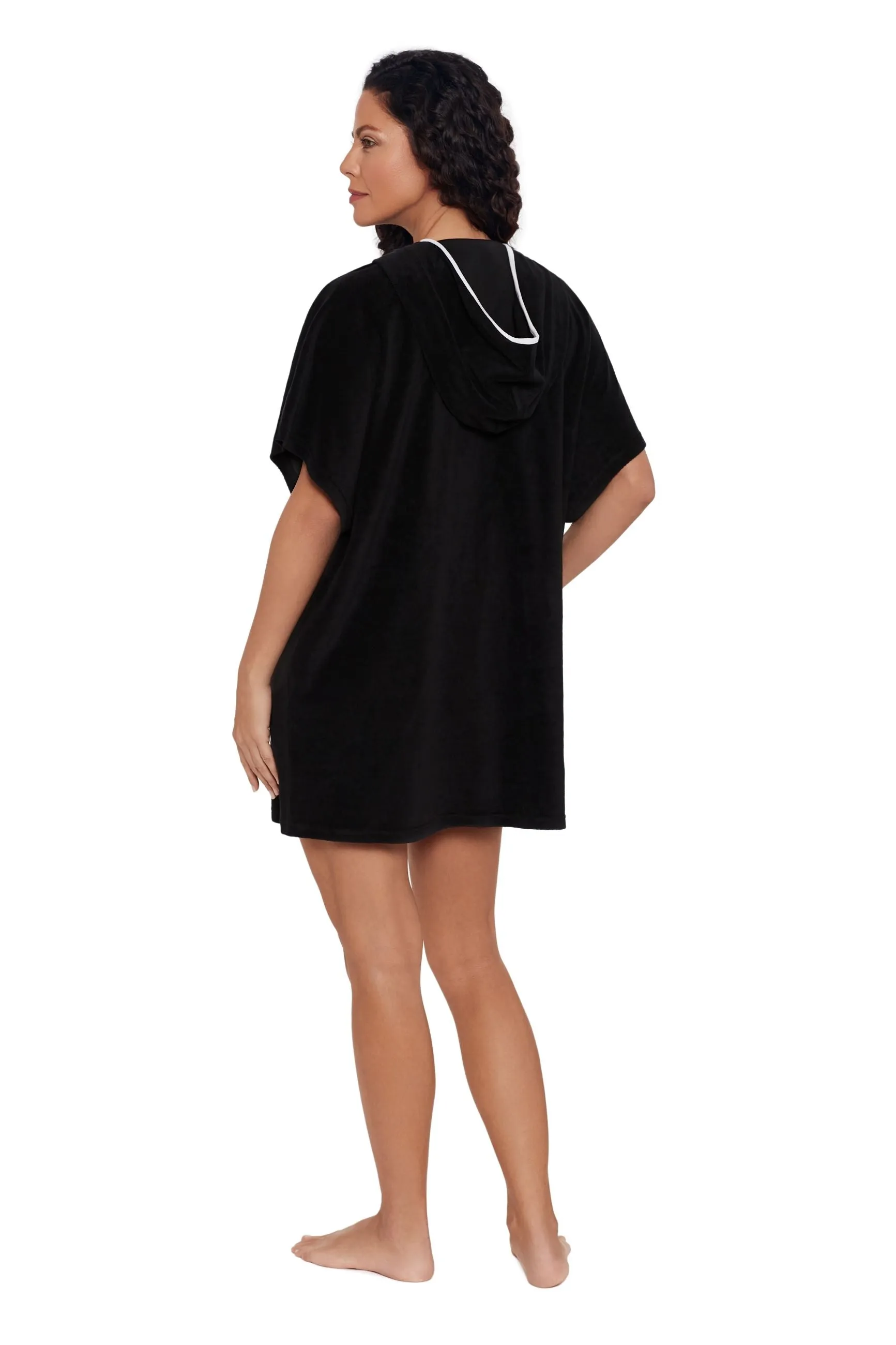 Shapesolver Women's Hooded Terry Pullover Cover Up - Black