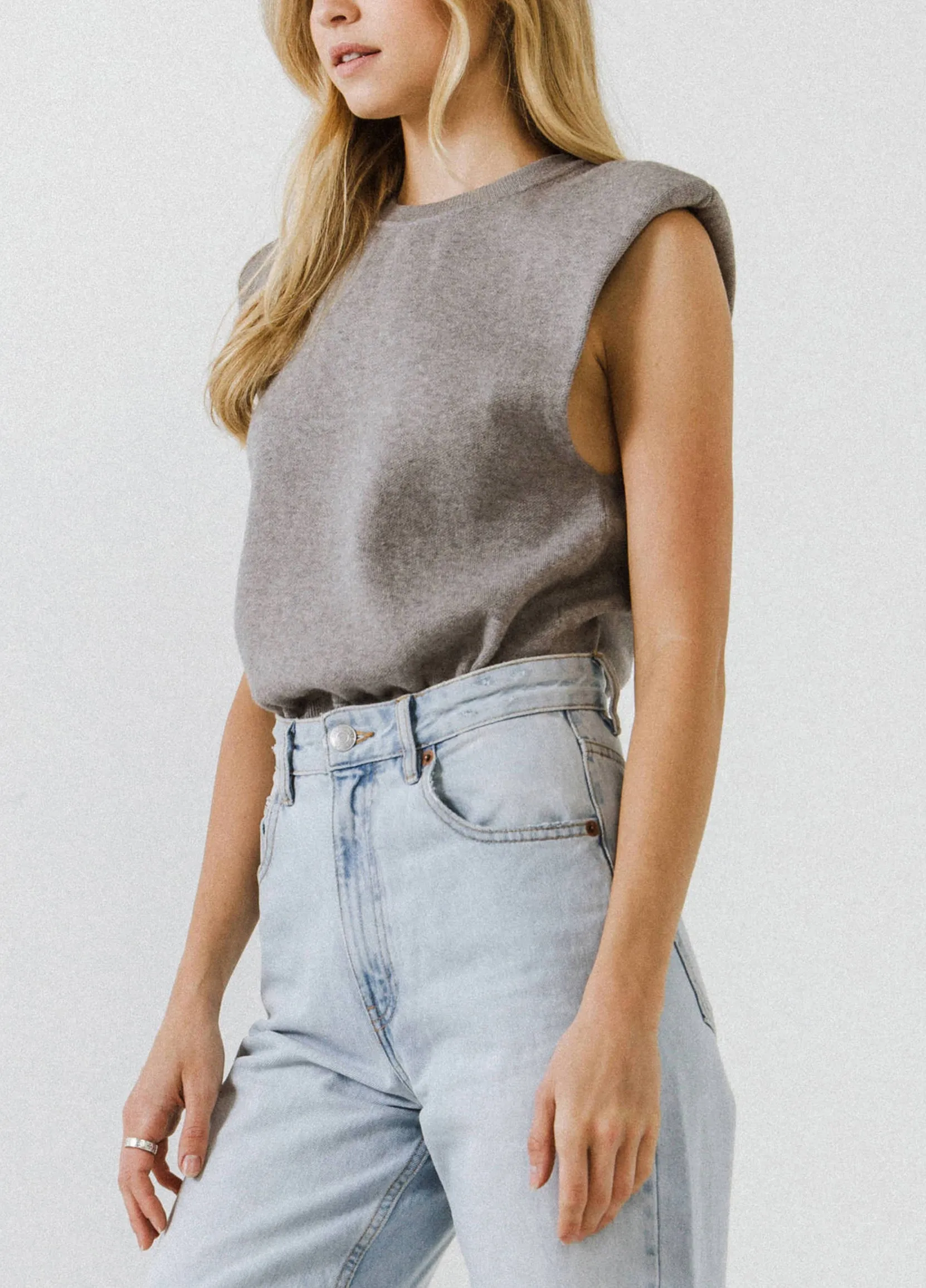 Shoulder Padded Knit Top