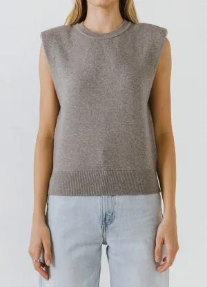 Shoulder Padded Knit Top