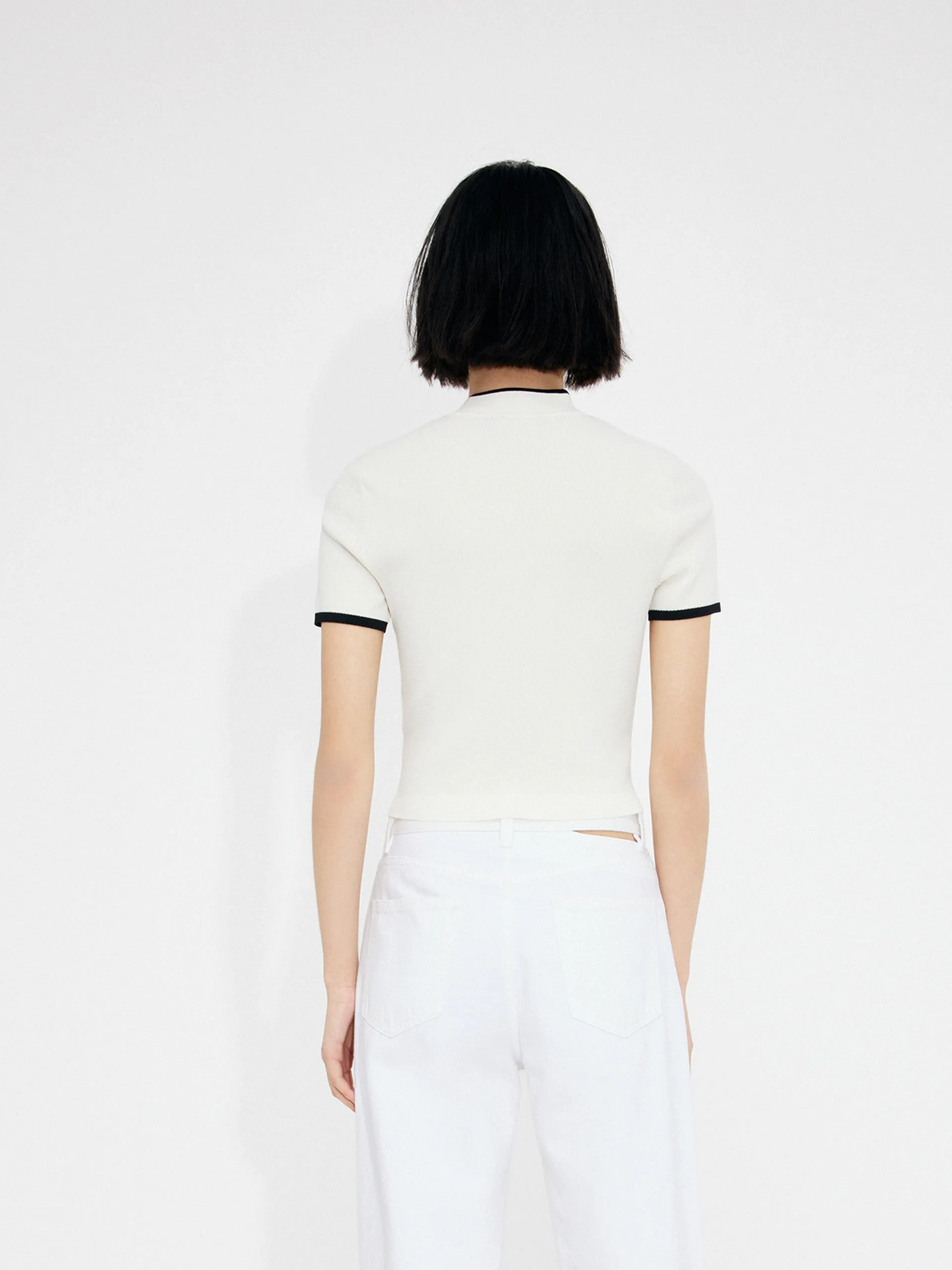 Slanted Placket Knit Top