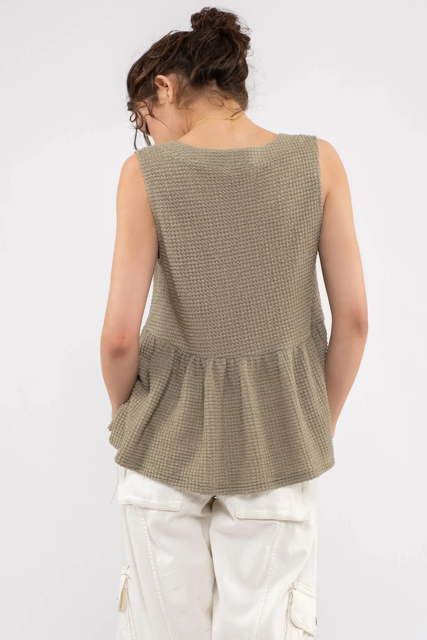 Sleeveless Waffle Knit Top