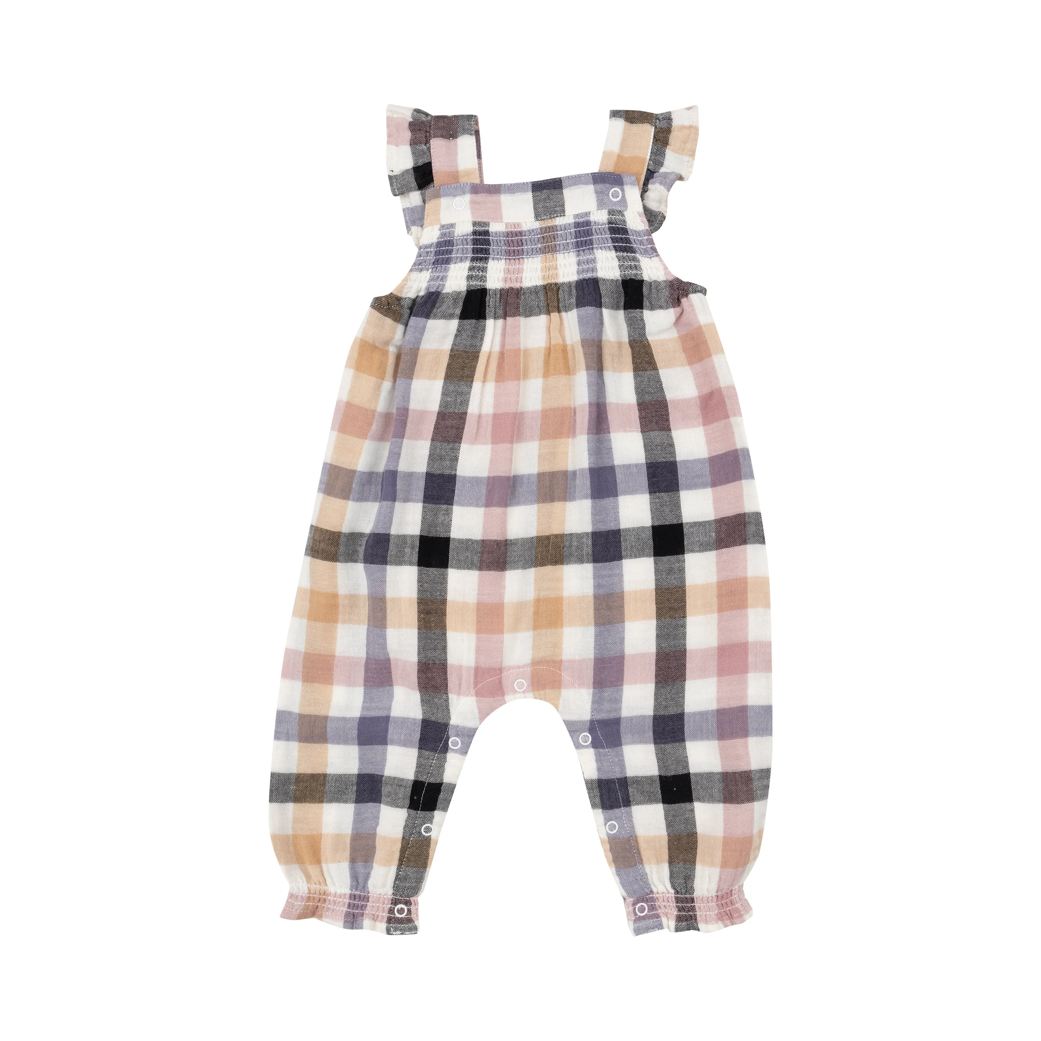 Smocked Overall, Harvest Plaid