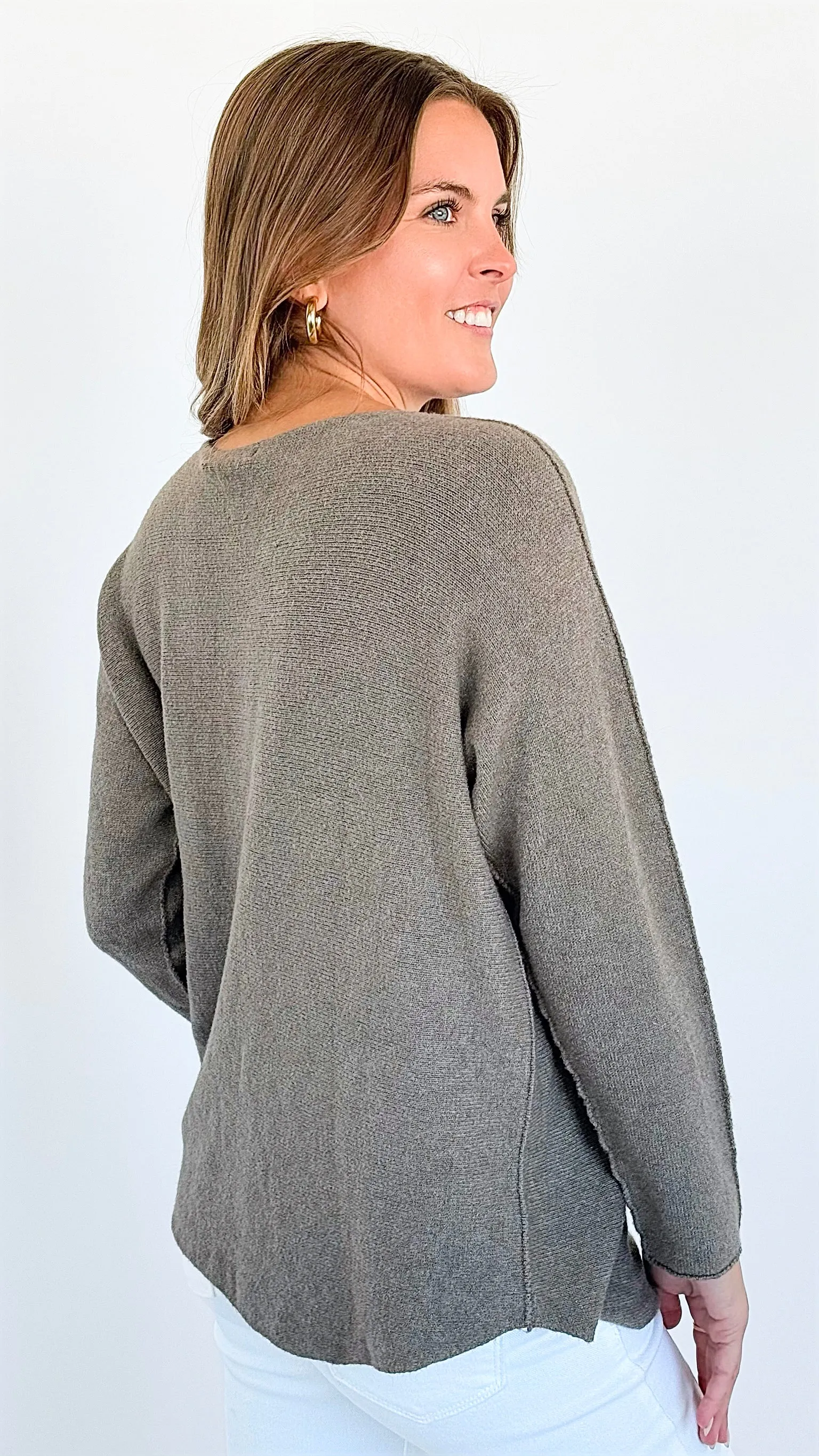 Soho Italian Boatneck Pullover - Dark Taupe