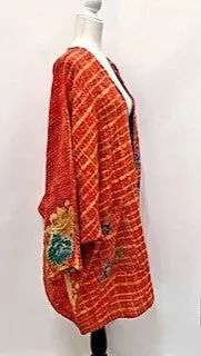 Solutions Open Kimono Jacket Provides Versatility (Red/Green)