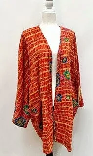 Solutions Open Kimono Jacket Provides Versatility (Red/Green)