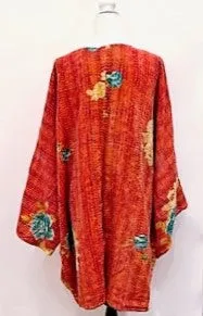 Solutions Open Kimono Jacket Provides Versatility (Red/Green)