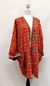 Solutions Open Kimono Jacket Provides Versatility (Red/Green)