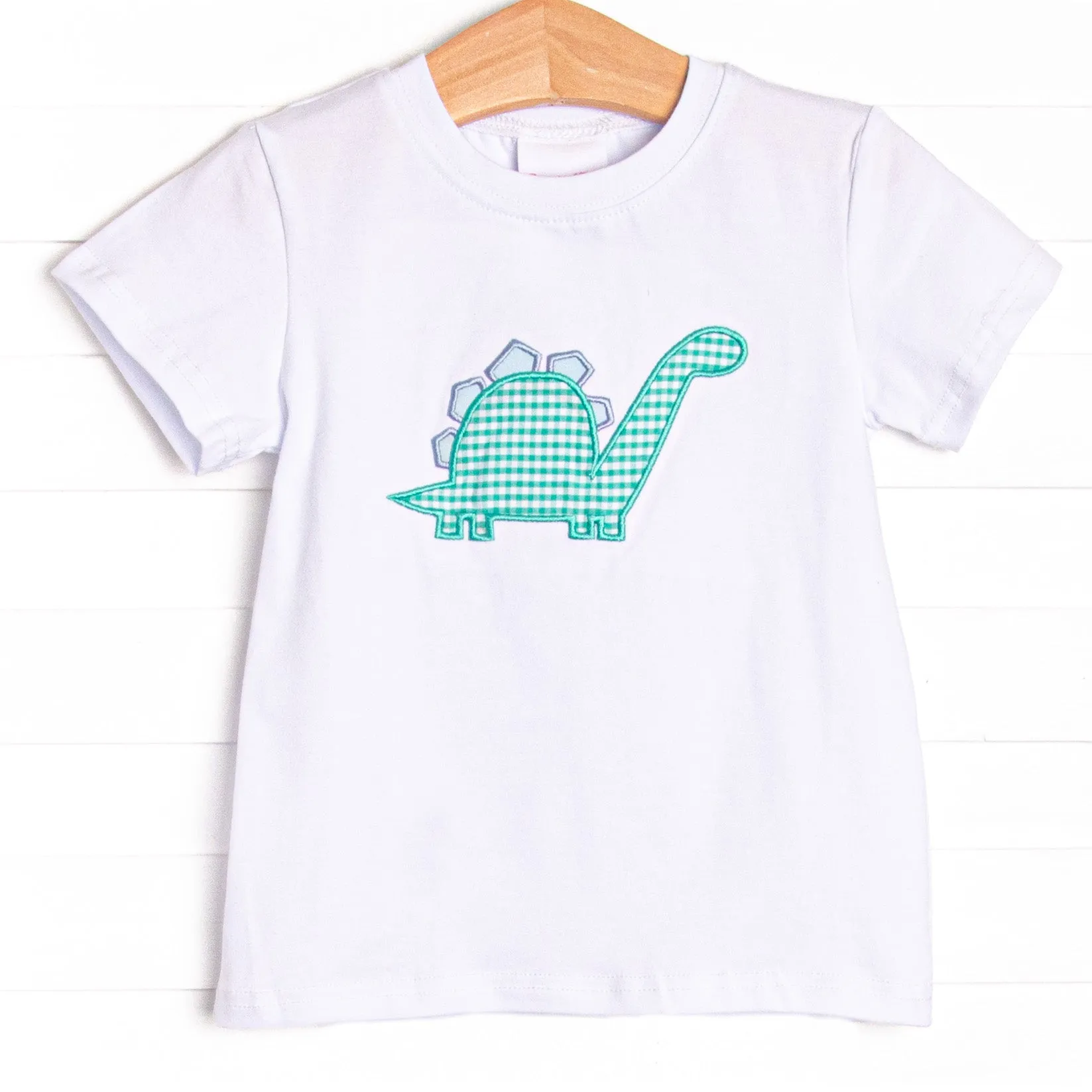 Spikey-saurus Applique Top, White