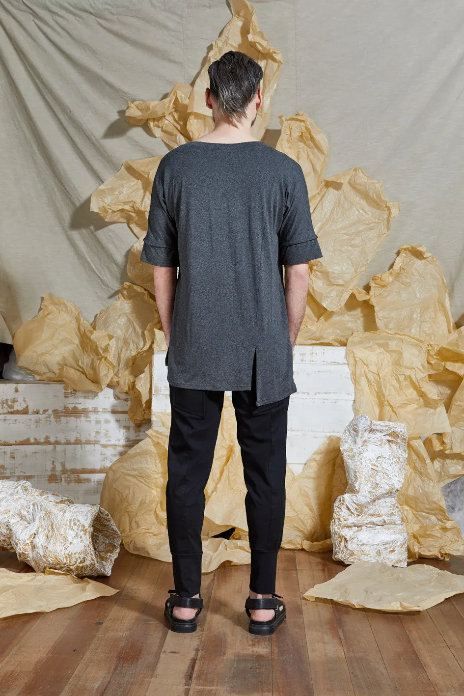 S/S 20 TERRIN SPLIT SHIRT - CHARCOAL MARLE