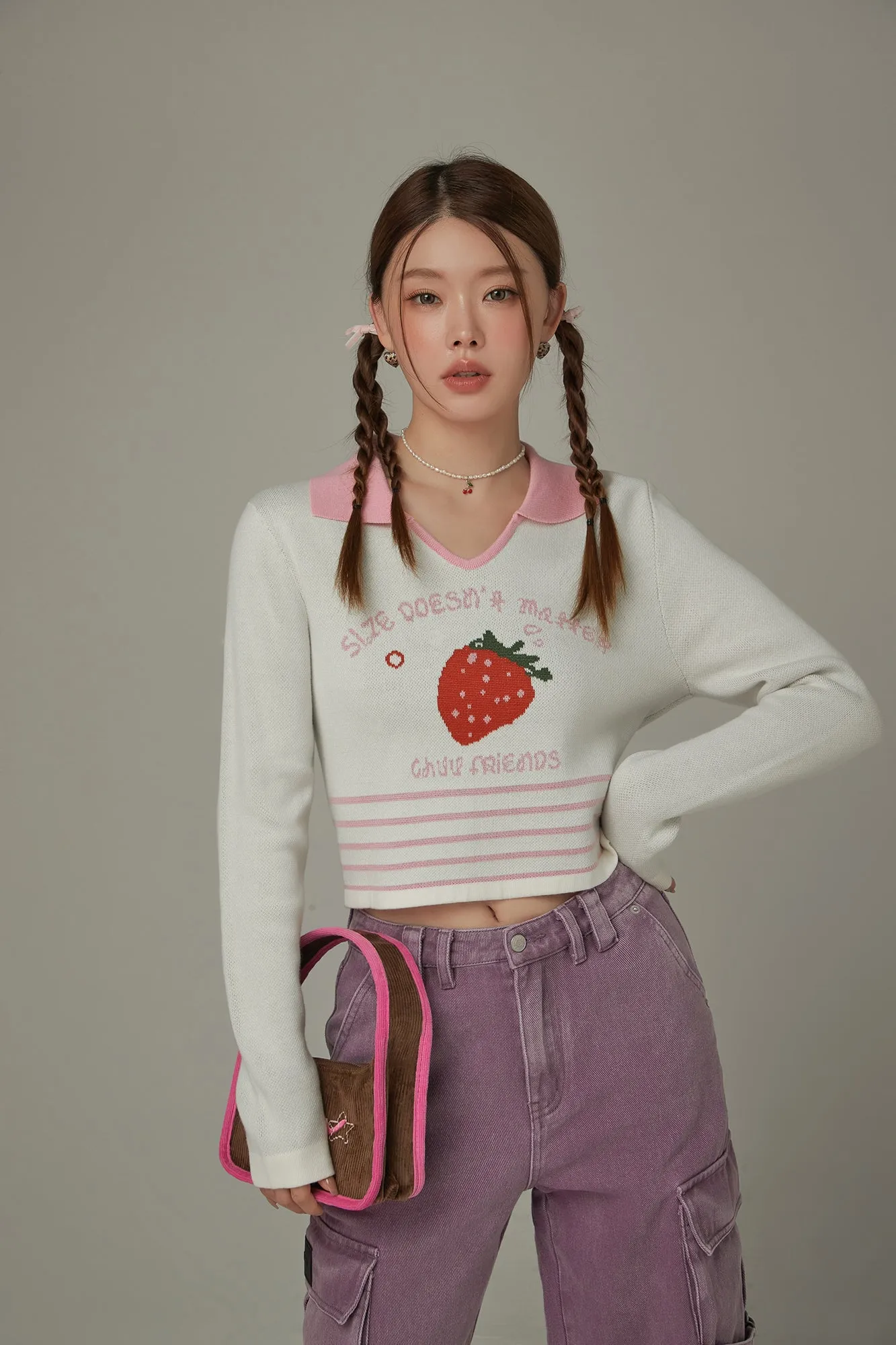 Strawberry Crop Knit Top