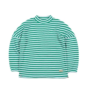 STRIPE HIGH NECK PULLOVER GREEN