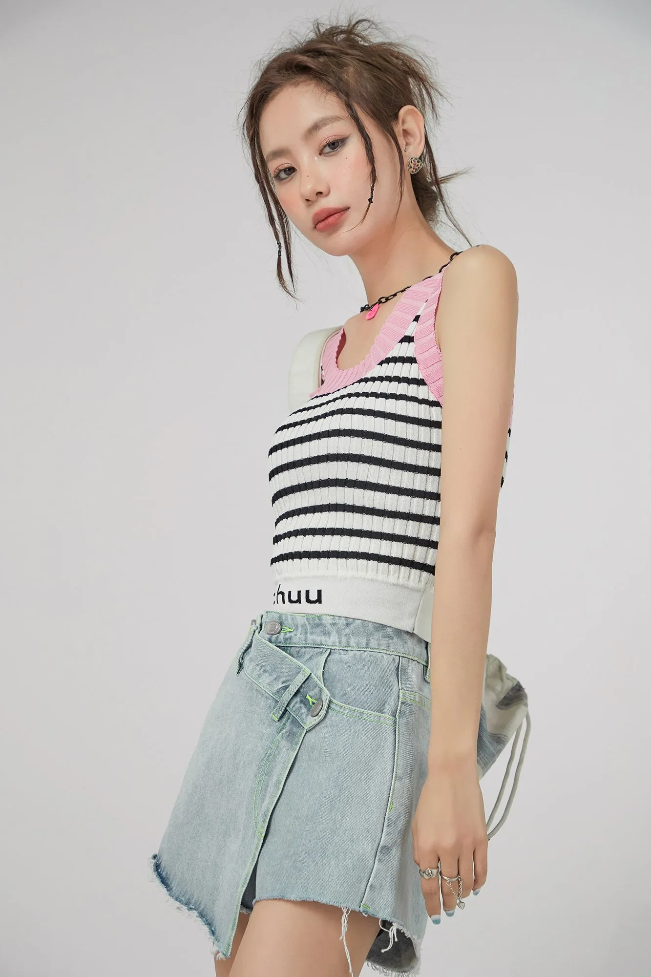 Striped Stretchy Knit Cami Top