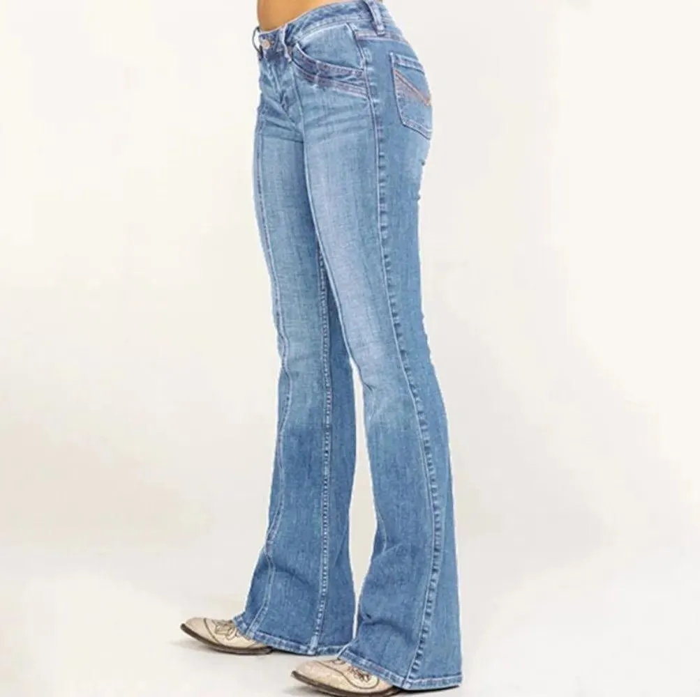 STYLISH BOOT CUT LOW-RISE DENIM JEANS