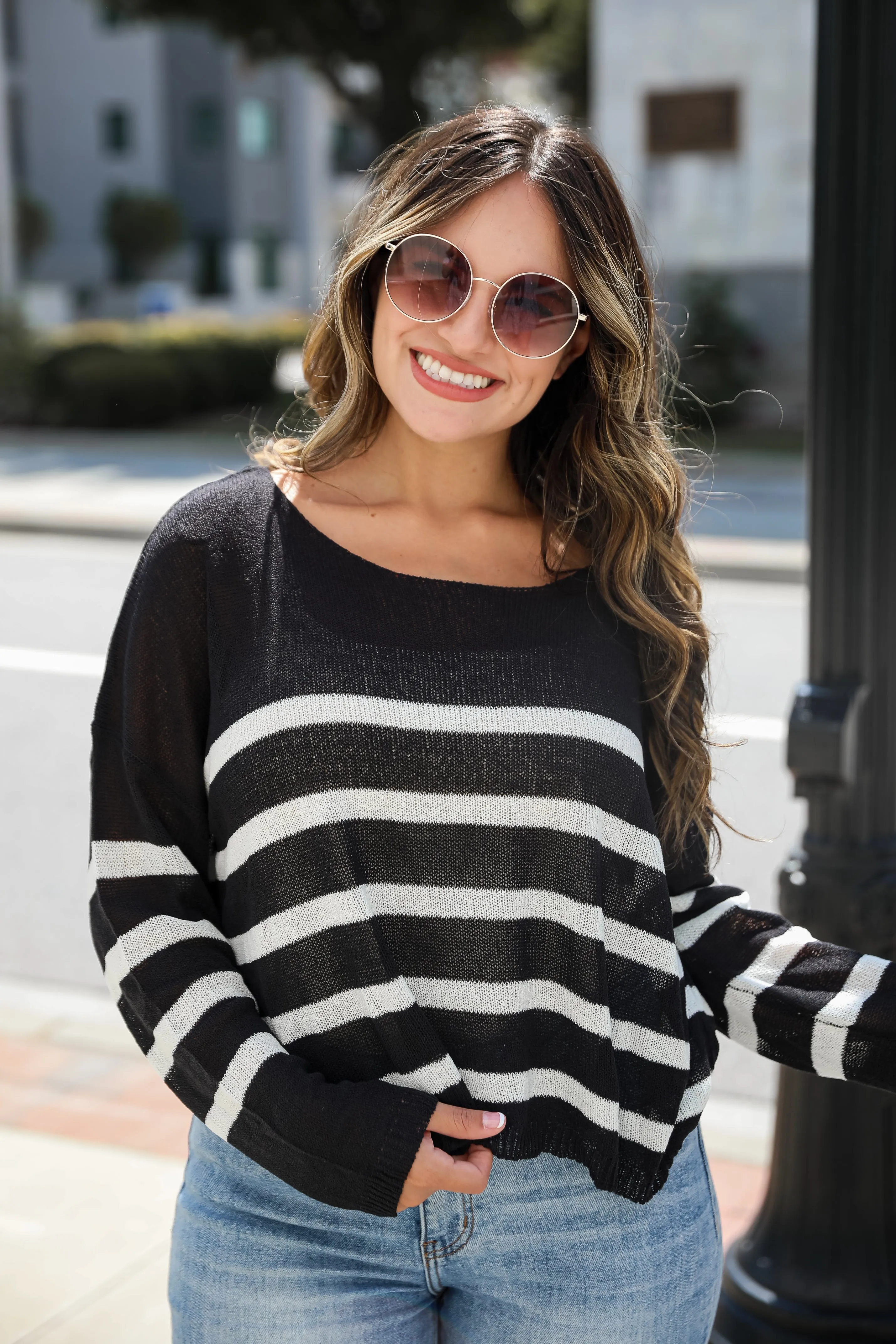 Stylish Promise Striped Lightweight Knit Sweater