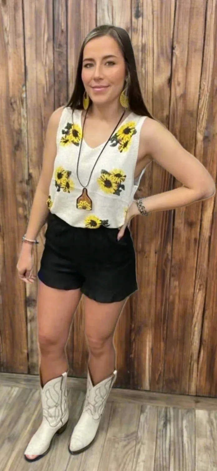 Sunflower Knit Tank Top