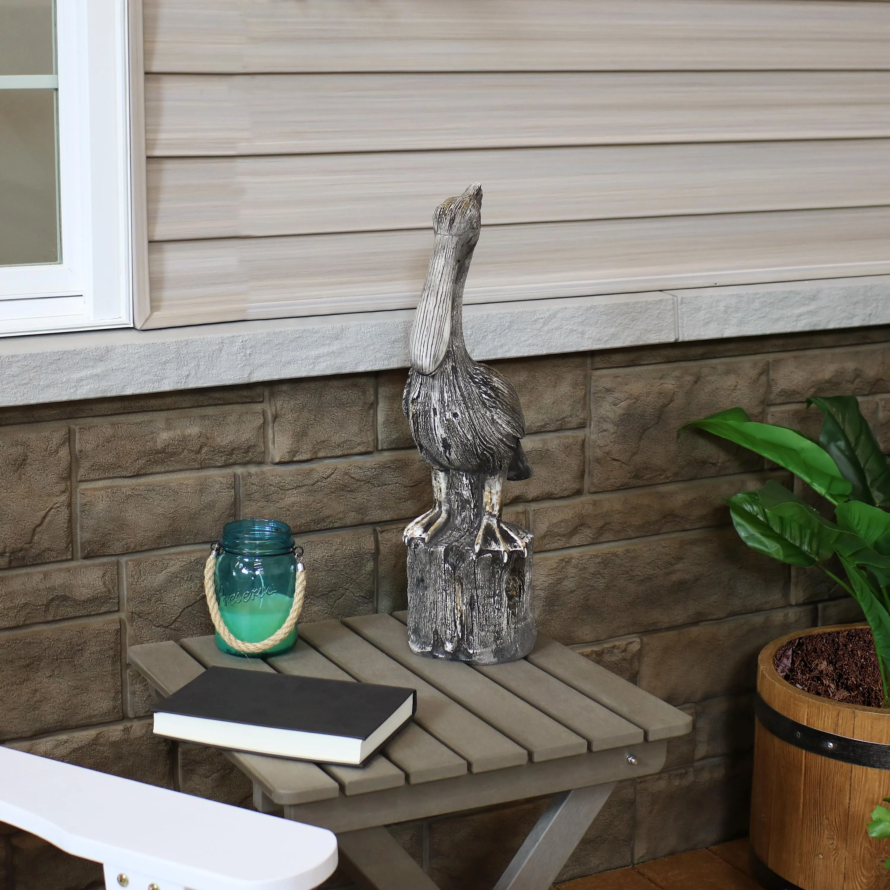 Sunnydaze Pelican's Perch Outdoor Garden Statue - 22"