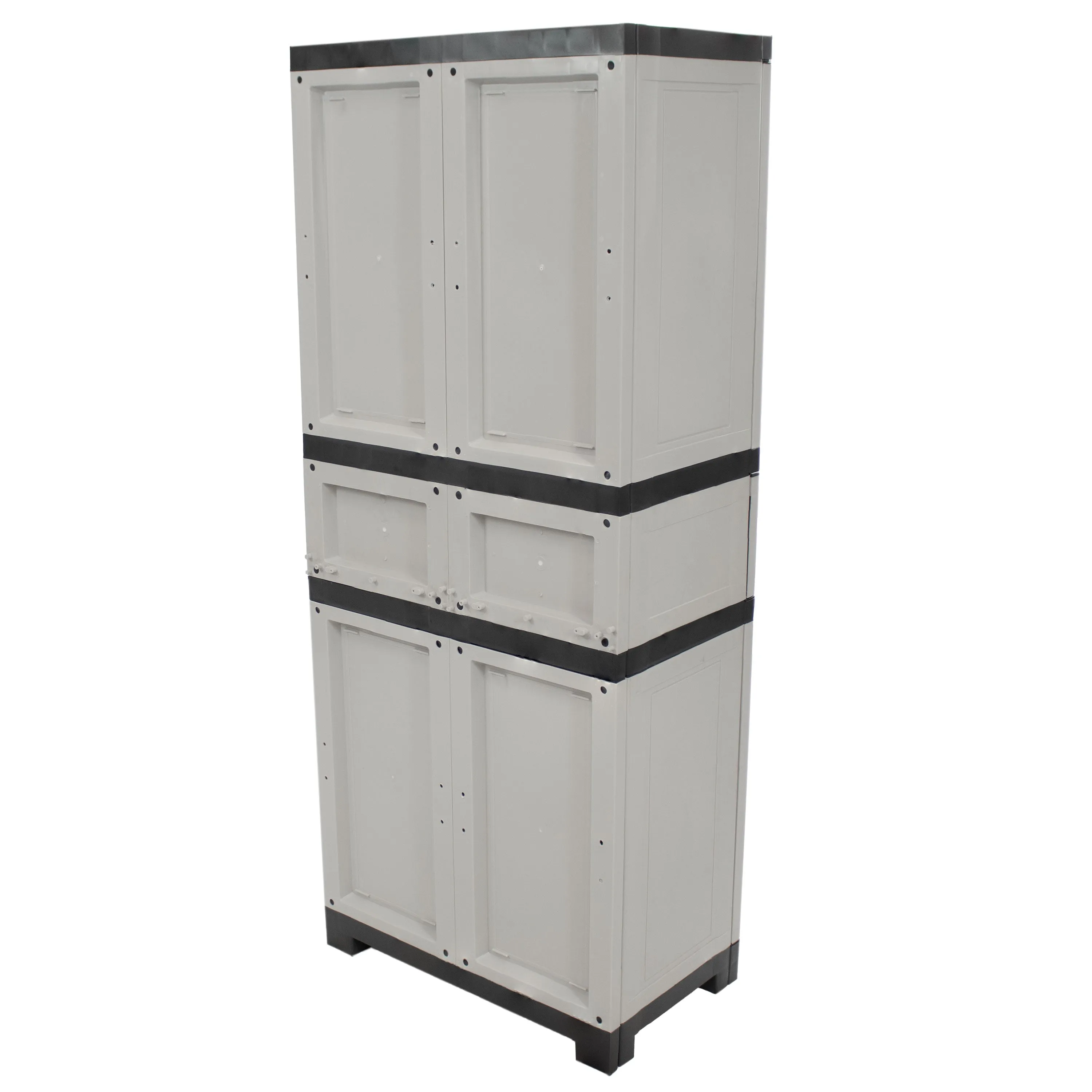 Sunnydaze Plastic Garage Storage Cabinet with 2 Adjustable Shelves - Gray