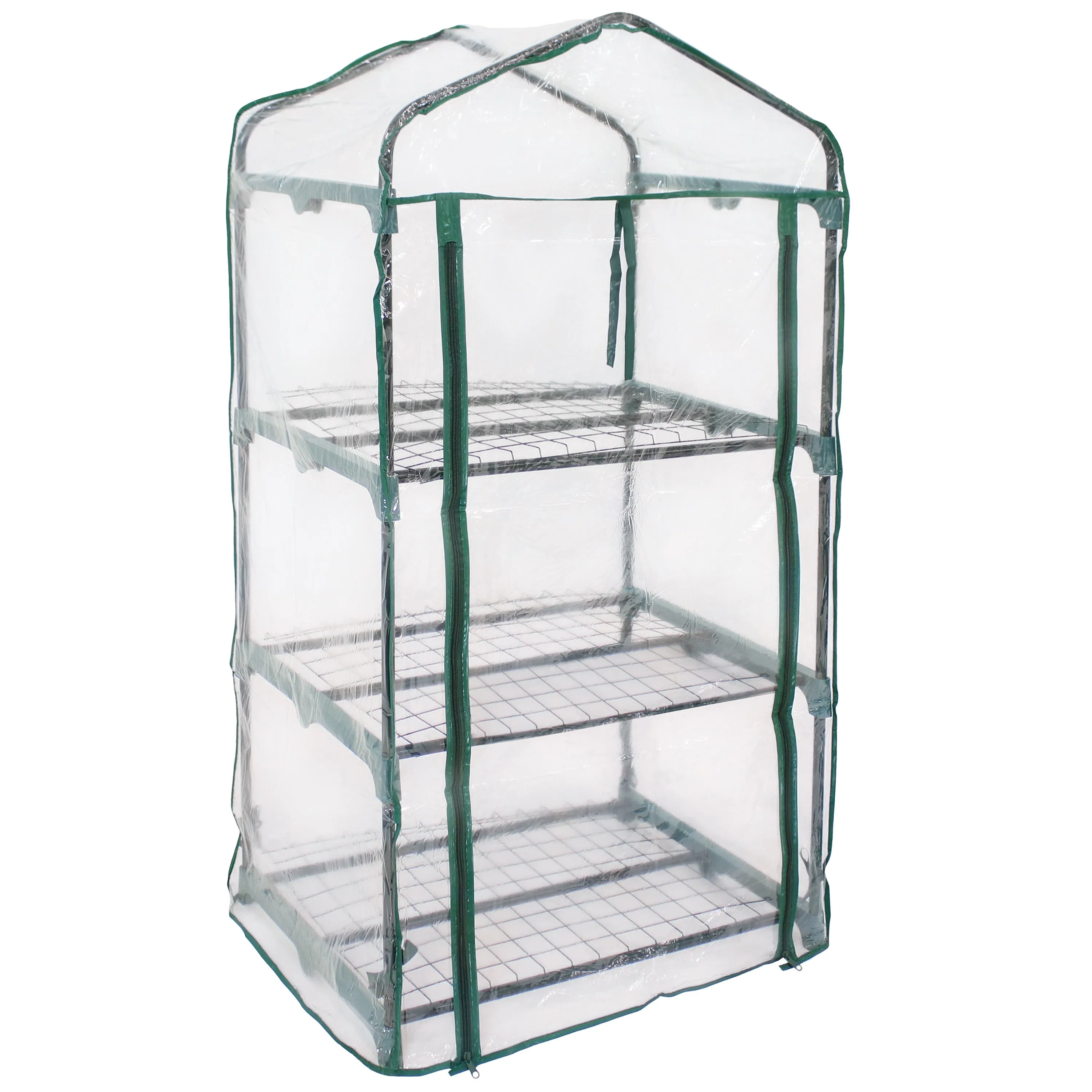 Sunnydaze Portable 3-Tier Mini Greenhouse for Outdoors - Clear