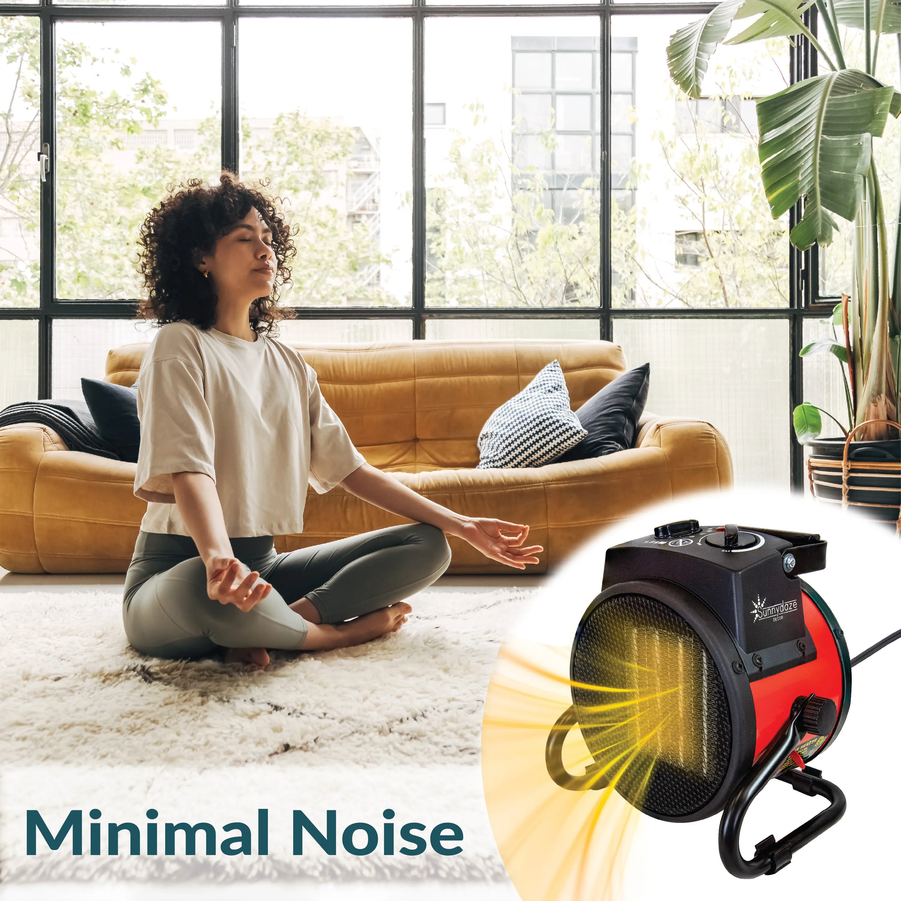 Sunnydaze Portable Ceramic Electric Space Heater with Folding Handle - 750W/1500W