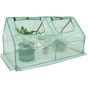 Sunnydaze Portable Mini Cloche Greenhouse with Zipper Doors - Green