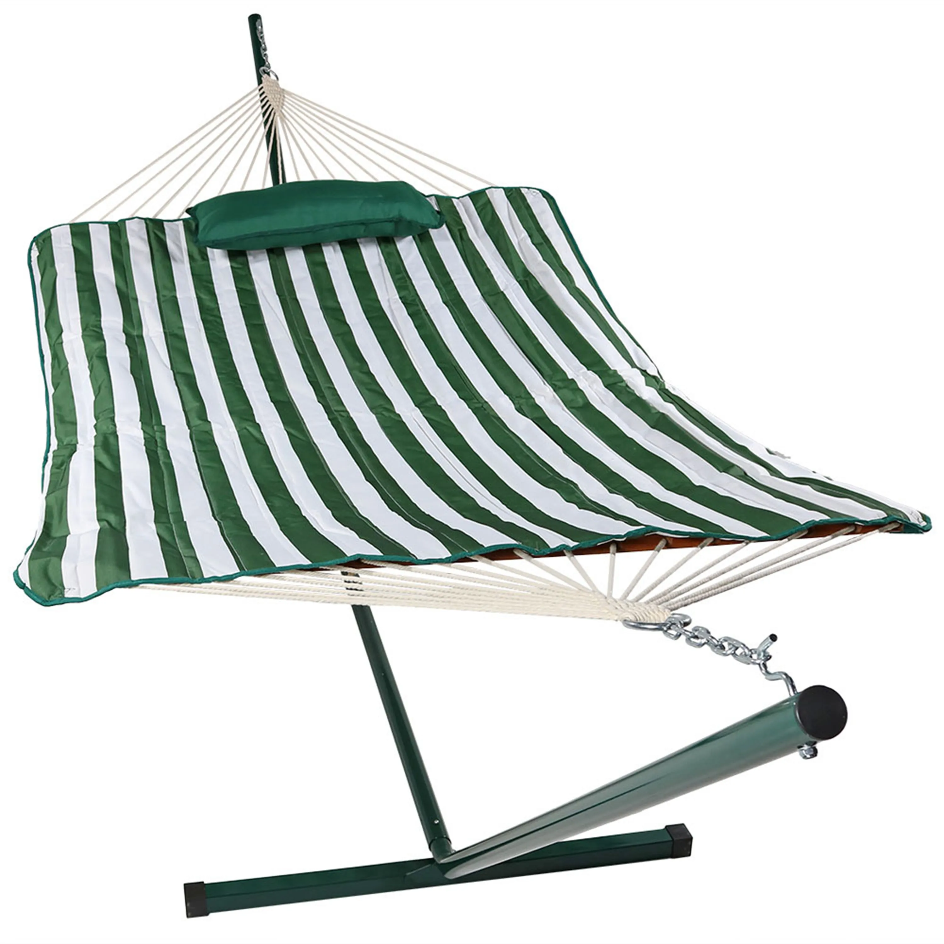 Sunnydaze Rope Hammock with 12' Steel Stand, Pad, and Pillow