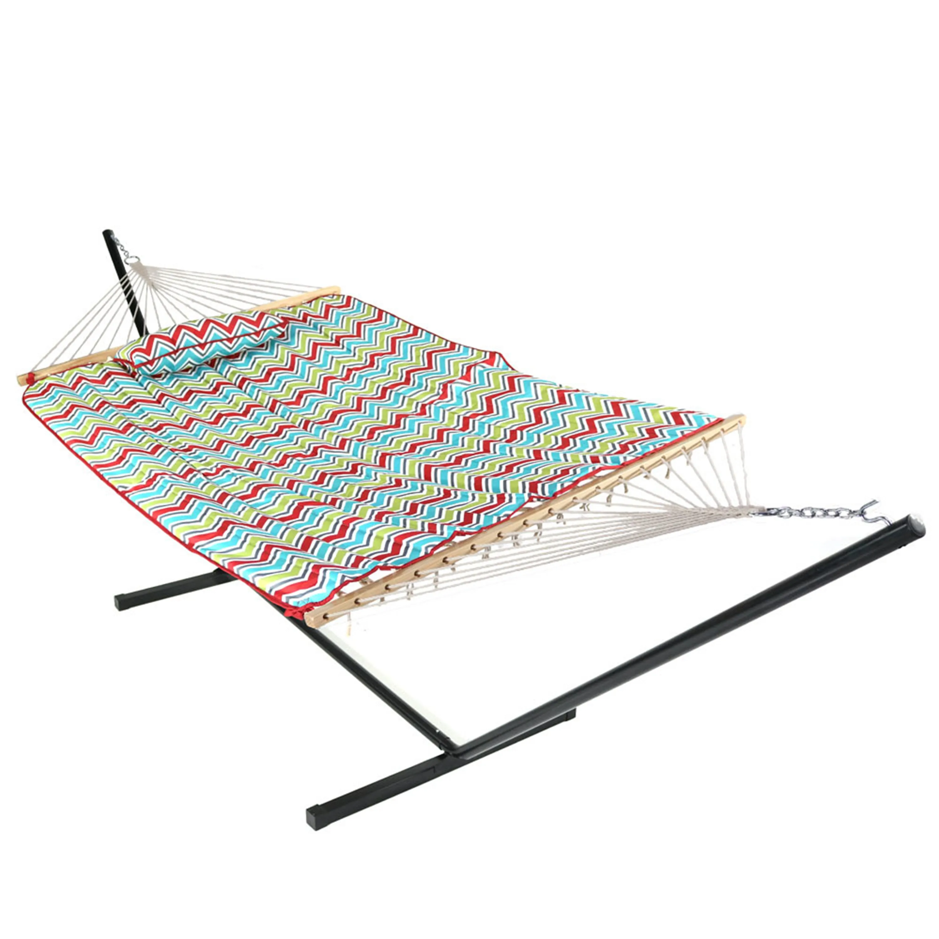 Sunnydaze Rope Hammock with 12' Steel Stand, Pad, and Pillow