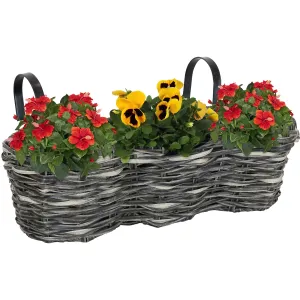 Sunnydaze Round Polyrattan 3-Section Over-the-Rail Planter