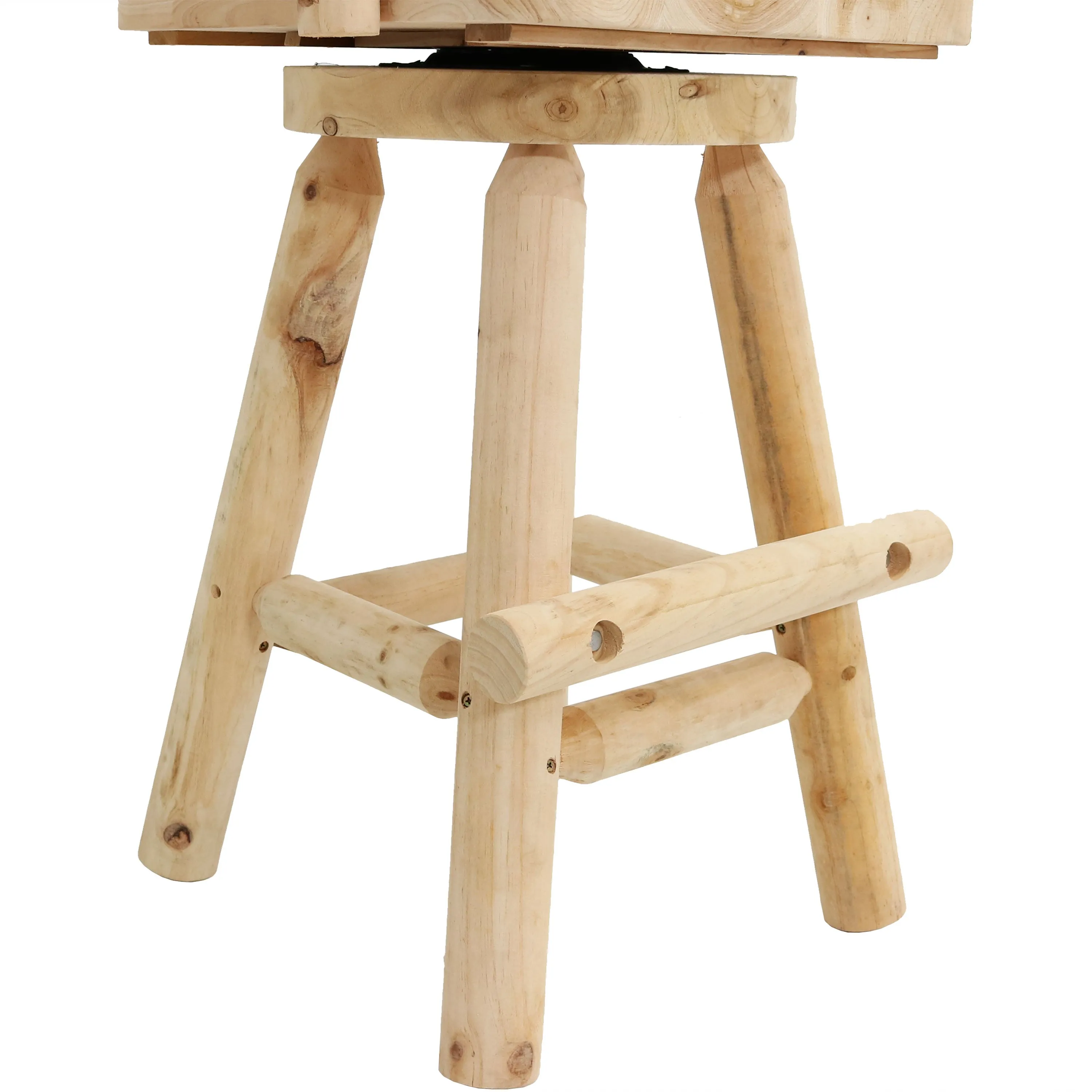 Sunnydaze Rustic Log Cabin Unfinished Fir Wood Bar Stool - 4'