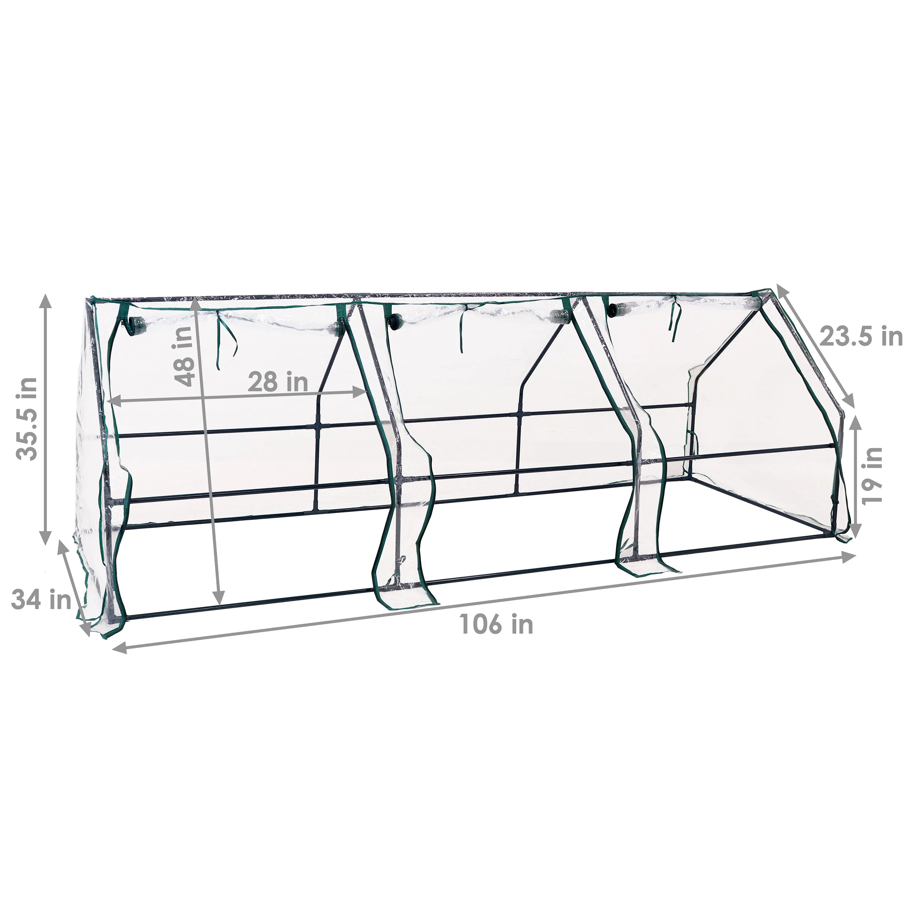 Sunnydaze Seedling Mini Cloche Greenhouse with Zippered Doors - Clear