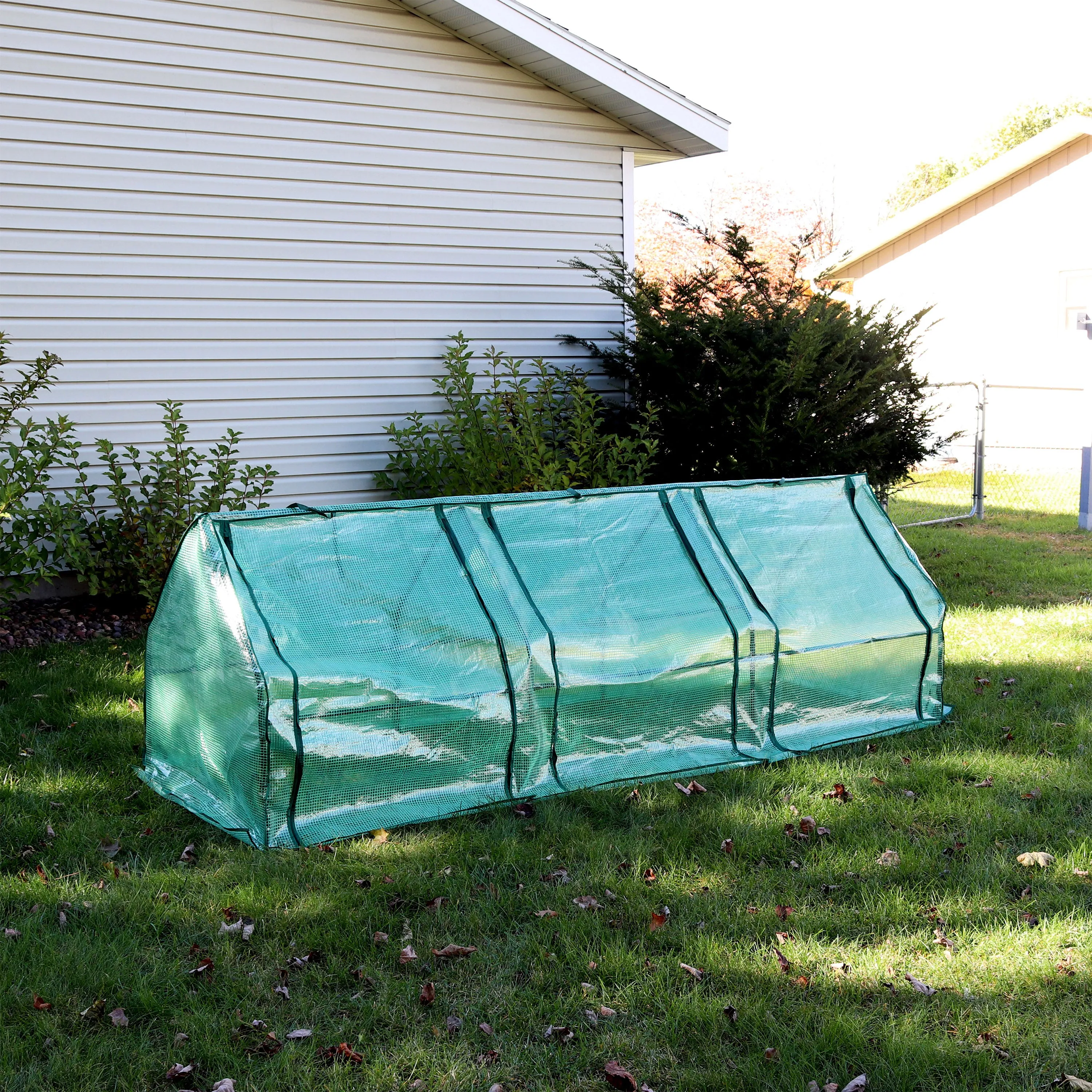 Sunnydaze Seedling Mini Cloche Greenhouse with Zippered Doors - Green