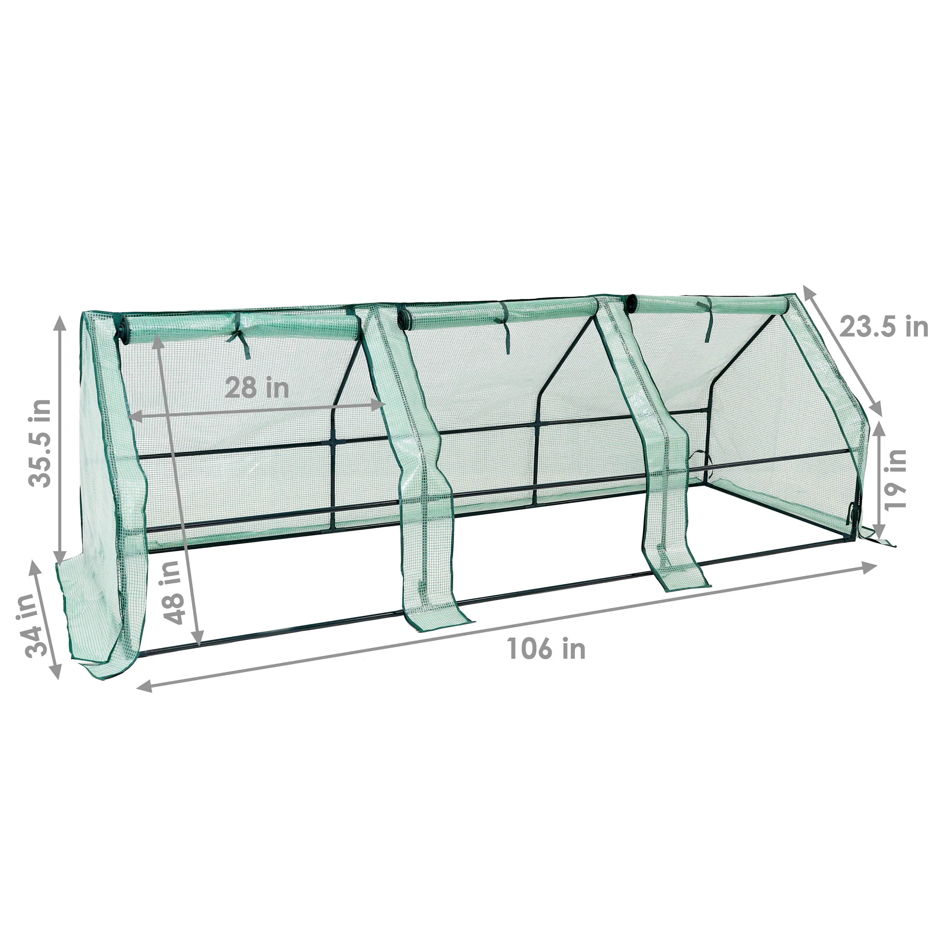 Sunnydaze Seedling Mini Cloche Greenhouse with Zippered Doors - Green